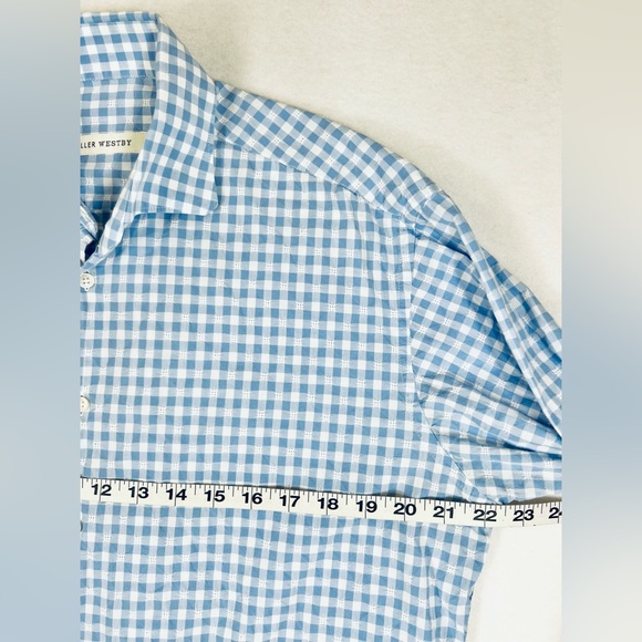 MILLER WESTBY Men’s Long Sleeve Kyle Blue Gingham Button Down Cotton M Preppy - Picture 9 of 12